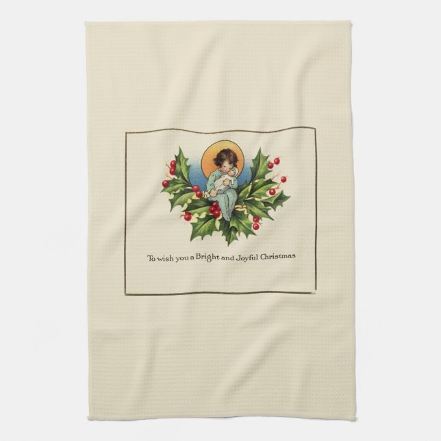 To Wish You a Bright and Joyful Christmas Kitchen Towel (Vertical)