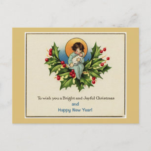 To Wish You a Bright and Joyful Christmas Yellow Holiday Postcard