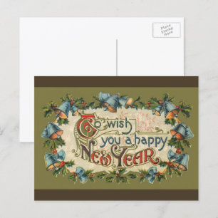 To Wish You a Happy New Year, Vintage Victorian Holiday Postcard