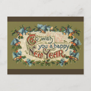 To Wish You a Happy New Year, Vintage Victorian Holiday Postcard