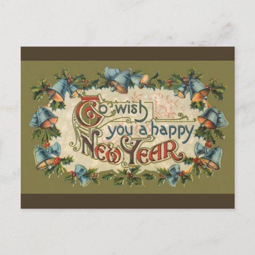 To Wish You a Happy New Year Vintage Victorian Holiday Postcard