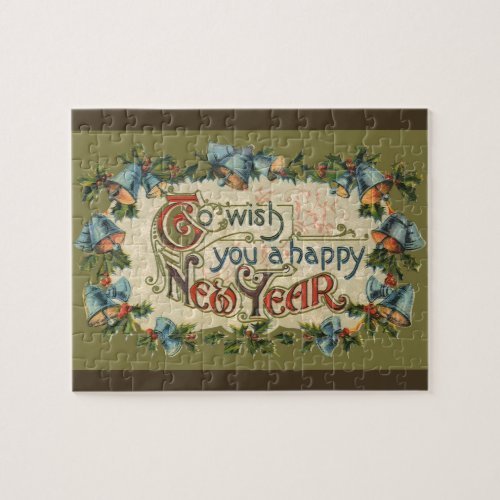 To Wish You a Happy New Year Vintage Victorian Jigsaw Puzzle