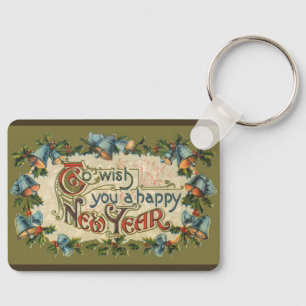 To Wish You a Happy New Year, Vintage Victorian Keychain