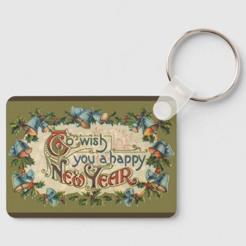 To Wish You a Happy New Year Vintage Victorian Keychain