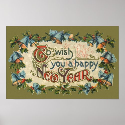 To Wish You a Happy New Year Vintage Victorian Poster