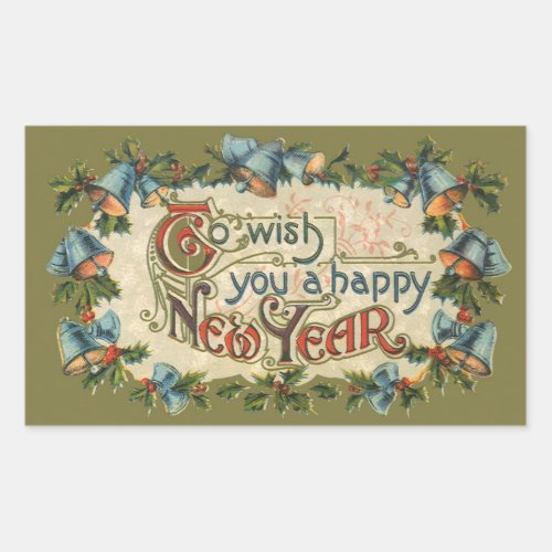 To Wish You a Happy New Year Vintage Victorian Rectangular Sticker