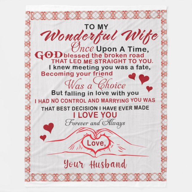 To Wonderful Wife I Knew Meeting You Was A Fate Fleece Blanket (Front)