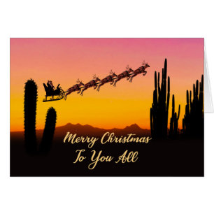 To You All Christmas Santa Over Desert Cards