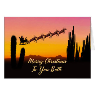 To You Both Christmas Santa Over Desert Cards