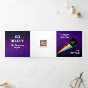 To Your Destiny and Beyond Space Graduation Tri-Fold Card