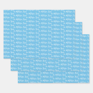 To Your Name Modern Handwriting Light Blue 2 Wrapping Paper Sheets