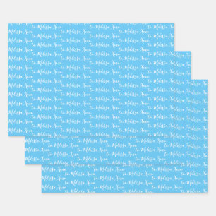 To Your Name Modern Handwriting Light Blue Wrapping Paper Sheets