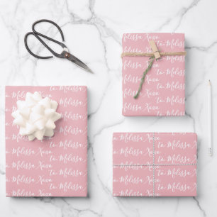 To Your Name Modern Handwriting Light Pink Wrapping Paper Sheets