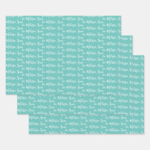 To Your Name Modern Handwriting Mint Green Wrappin Wrapping Paper Sheets