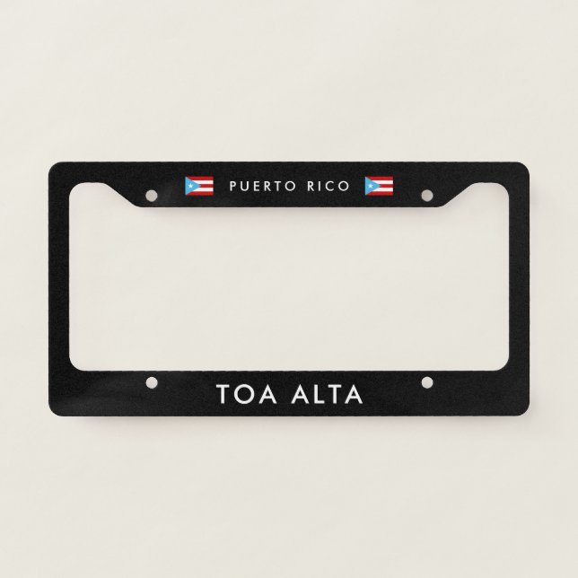 Toa Alta PR License Plate Frame Boricua Pride Car (Front)