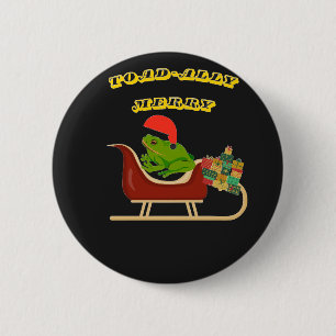 Toad-ally Merry Frog Christmas Tee Button