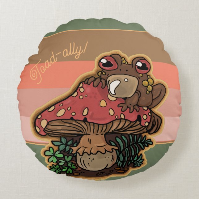 Toad-allyToadstool Toad Round Pillow (Front)