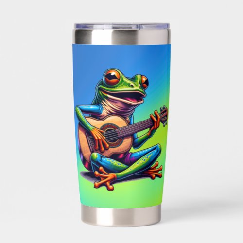 Toad and Guitar  Dont Worry Be Hoppy Pun Insulated Tumbler