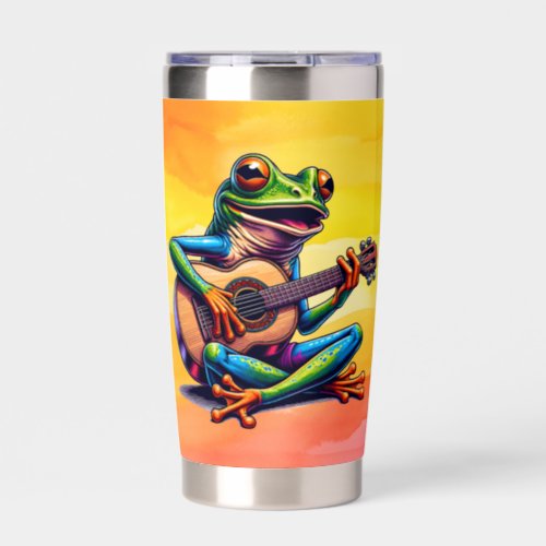 Toad and Guitar  Dont Worry Be Hoppy Pun Insulated Tumbler