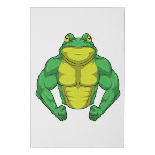 Toad as Bodybuilder with big Muscles Faux Canvas Print