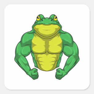 Toad as Bodybuilder with big Muscles Square Sticker
