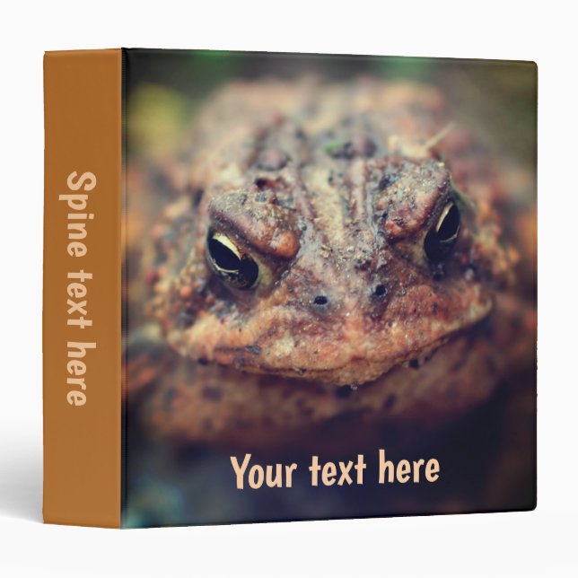 Toad Face Up Close Personalized 3 Ring Binder (Front/Spine)