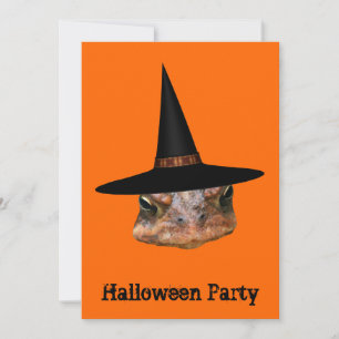 Toad Face Witch Hat Halloween Invitation