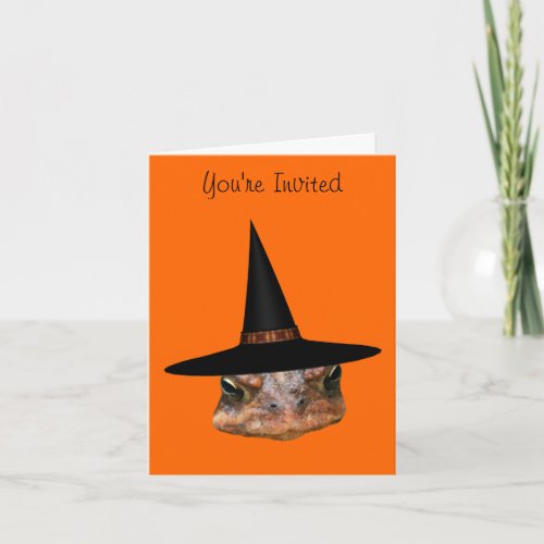 Toad Face Witch Hat Halloween Party Invitation