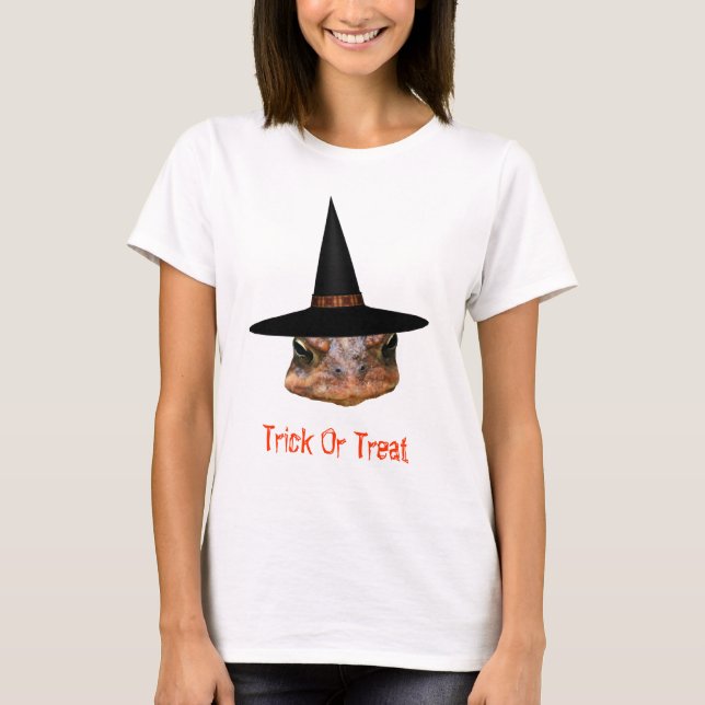 Toad Face Witch Hat Halloween  T-Shirt (Front)