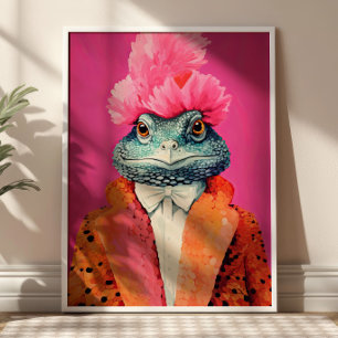 Toad in Funky Suits Colorful Animal Fashion Art Poster