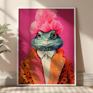 Toad in Funky Suits Colorful Animal Fashion Art Poster
