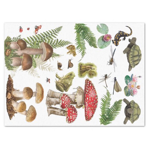 Toad stool decoupage paper woodland elements 