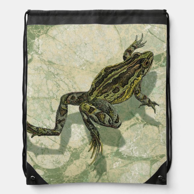 Toad Swinning in the Water Drawstring Bag (Front)