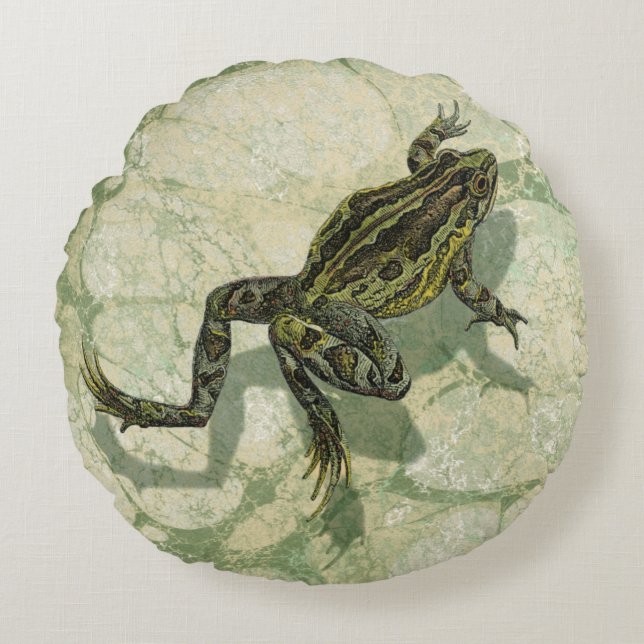 Toad Swinning in the Water Round Pillow (Front)