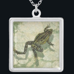 Toad Swinning in the Water Silver Plated Necklace<br><div class="desc">Vision Studio is using the giclée (French for “to spray”) technique in this art piece. It makes it unique and the different shades of green emphasize the peacefulness on this image. Choose this piece of artwork for your next Zazzle product.</div>