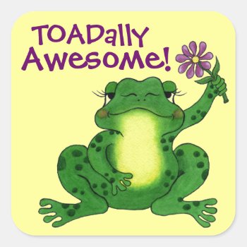 Toadally Awesome - Cute Frog Sticker by SharonKMoore at Zazzle