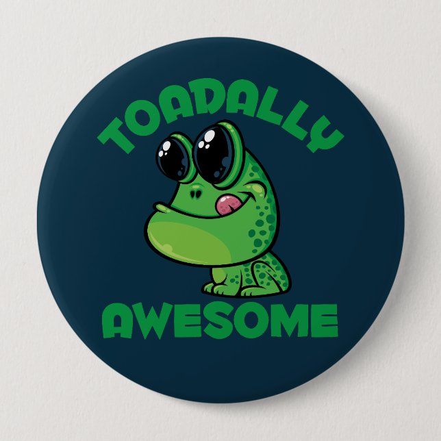Toadally Awesome Happy Cartoon Toad Button (Front)
