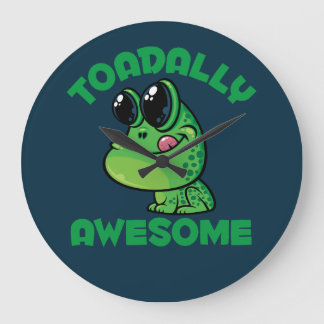 Toadally Awesome Happy Cartoon Toad Large Clock