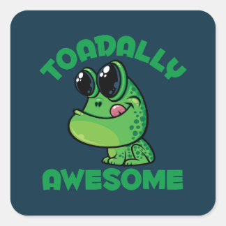 Toadally Awesome Happy Cartoon Toad Square Sticker