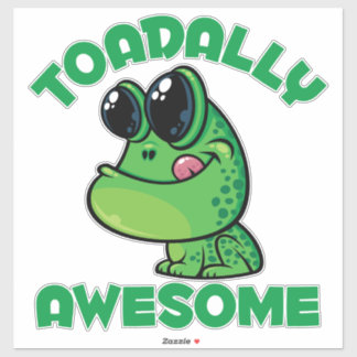 Toadally Awesome Happy Cartoon Toad Sticker