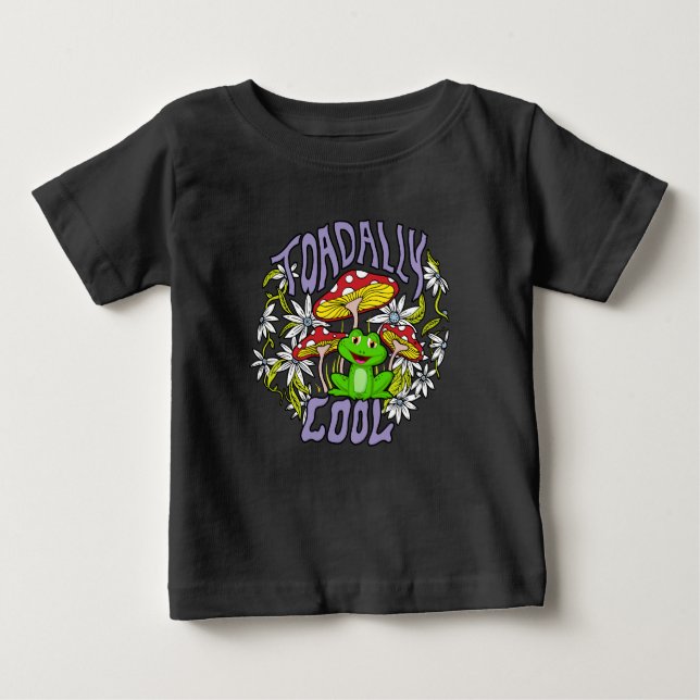 Toadally Cool Colorful floral and frog typography  Baby T-Shirt (Front)