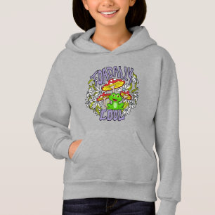 Toadally Cool Colorful floral and frog typography Hoodie
