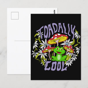 Toadally Cool Colorful floral and frog typography Postcard