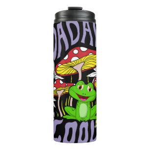 Toadally Cool Colorful floral and frog typography Thermal Tumbler