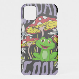 Toadally Cool Colorful floral and frog typography  iPhone 11 Case