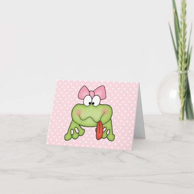Toadally Cute Girl Frog Blank Card (Front)