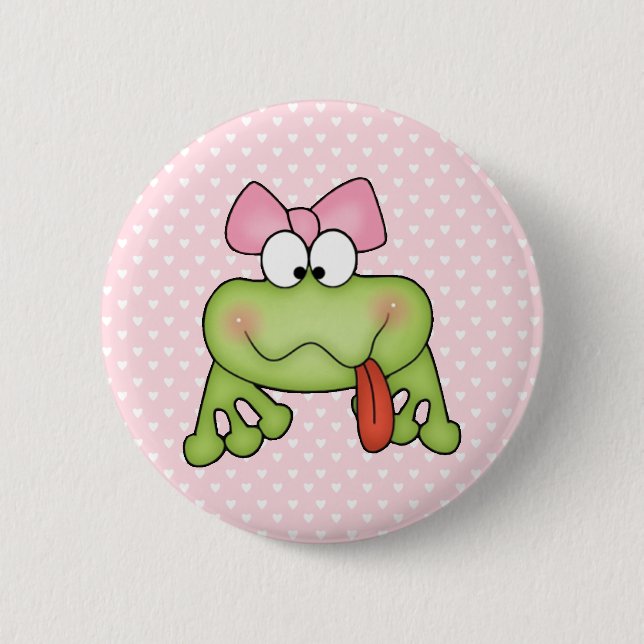 Toadally Cute Girl Frog Pinback Button (Front)