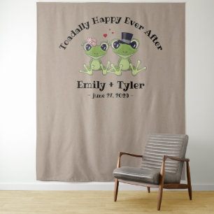 ©Toadally Happy After Frog Couple Rustic Wedding Tapestry