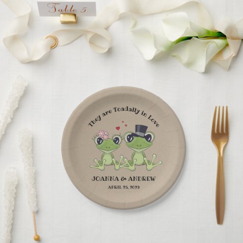 Toadally in Love Cute Frog Wedding Personalized Paper Plates