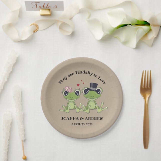 ©Toadally in Love Cute Frog Wedding Personalized Paper Plates (Wedding)